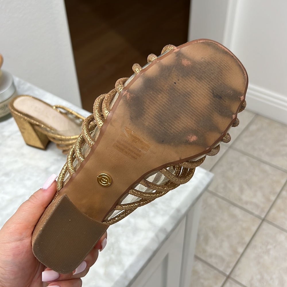 Cecelia New York Chunky Gold Sandal Mules - Picture 8 of 15